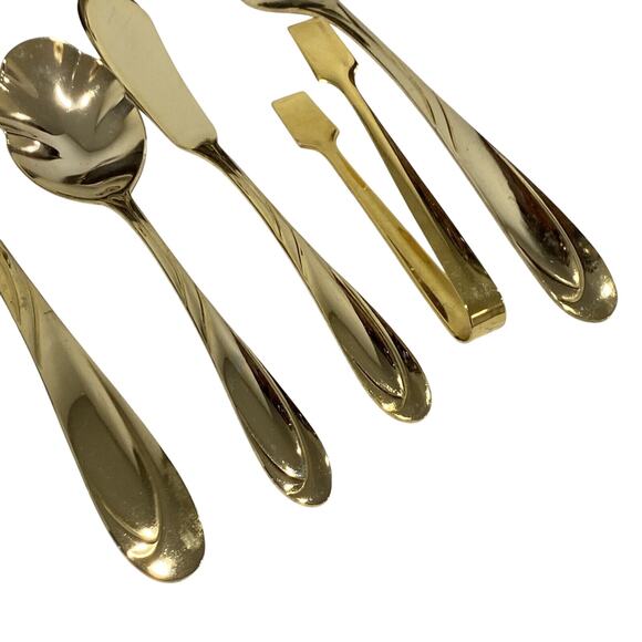 Vintage 90's Farberware Flatware Set "Nicole" Gold Plated 55 pcs service for 10 - Picture 8 of 9